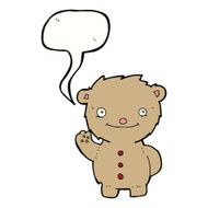 cartoon waving teddy bear with speech bubble N5