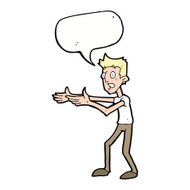 cartoon man desperately explaining with speech bubble N9