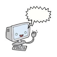 cartoon computer with speech bubble N9