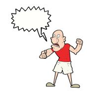 cartoon violent man with speech bubble N15