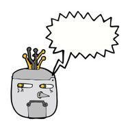 cartoon robot head with speech bubble N49