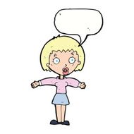 cartoon shocked woman with speech bubble N86