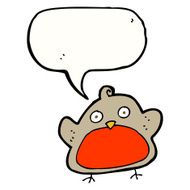 cartoon christmas robin with speech bubble N4