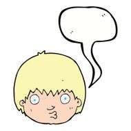 cartoon curious boy with speech bubble N31