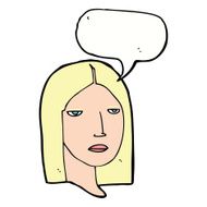 cartoon serious woman with speech bubble N17