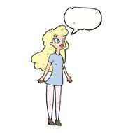cartoon pretty girl with speech bubble N87