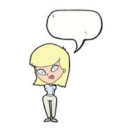 cartoon confused woman with speech bubble N72