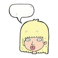cartoon surprised woman with speech bubble N211