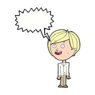 cartoon happy surprised boy with speech bubble N9