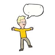 cartoon startled boy with speech bubble N25