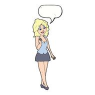 cartoon attractive office woman with speech bubble N9