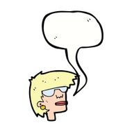 cartoon female face with glasses speech bubble N9