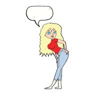 cartoon attractive woman looking surprised with speech bubble N9