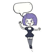 cartoon happy vampire girl with speech bubble N34