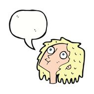 cartoon staring woman with speech bubble N42
