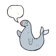 cartoon seal with speech bubble N17
