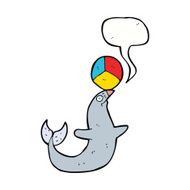 cartoon performing seal with speech bubble N9