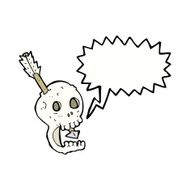 funny cartoon skull and arrow with speech bubble N9