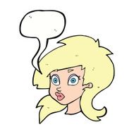 cartoon pretty surprised woman with speech bubble N8