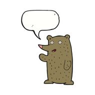 cartoon waving bear with speech bubble