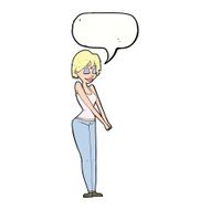 cartoon content woman with speech bubble N9