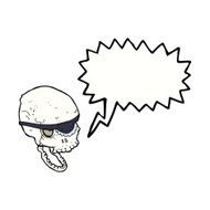 cartoon spooky skull with eye patch speech bubble N9