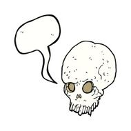 cartoon spooky skull with speech bubble N126