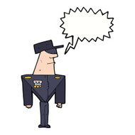 cartoon guard with speech bubble N9
