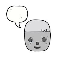 cartoon robot head with speech bubble N50