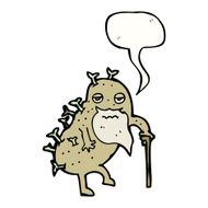 cartoon old potato with speech bubble N9