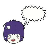 cartoon happy vampire girl face with speech bubble N8