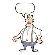 cartoon shocked man with speech bubble N95