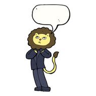 cartoon lion businessman with speech bubble N5