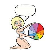 cartoon bikini girl with beach ball speech bubble N9