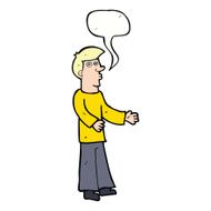 cartoon curious man with speech bubble N60