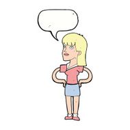 cartoon woman with hands on hips speech bubble N189