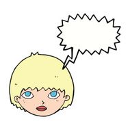 cartoon girl staring with speech bubble N9