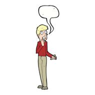 cartoon worried man with speech bubble N84