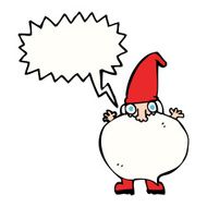 cartoon tiny santa with speech bubble N17