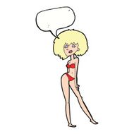 cartoon woman in bikini with speech bubble N44