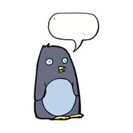 cartoon penguin with speech bubble N9