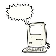 cartoon old computer with speech bubble N20