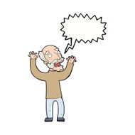 cartoon terrified old man with speech bubble N18