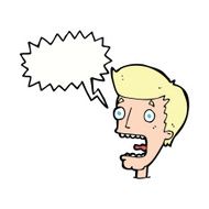 cartoon terrified man with speech bubble N185