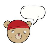 cartoon teddy bear hat with speech bubble