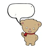 cartoon teddy bear waving with speech bubble N3