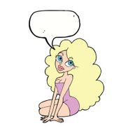 cartoon pretty woman with speech bubble N235