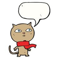 cartoon funny cat wearing scarf with speech bubble N14