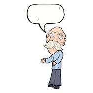 cartoon lonely old man with speech bubble N9