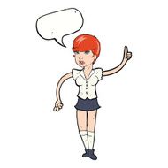 cartoon pretty girl asking question with speech bubble N5